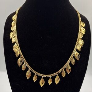 Trifari Bright Gold Leaf Necklace Excellent Condition